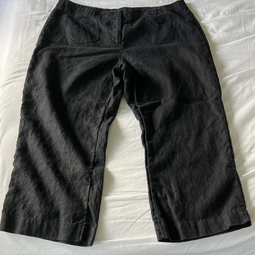 J. Jill Black 100% Linen Crop Trousers Sz 12P - Picture 3 of 9